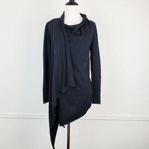 Barneys New York Sweater Asymmetrical Wrap Draped Knit Lagenlook Neutral Classic